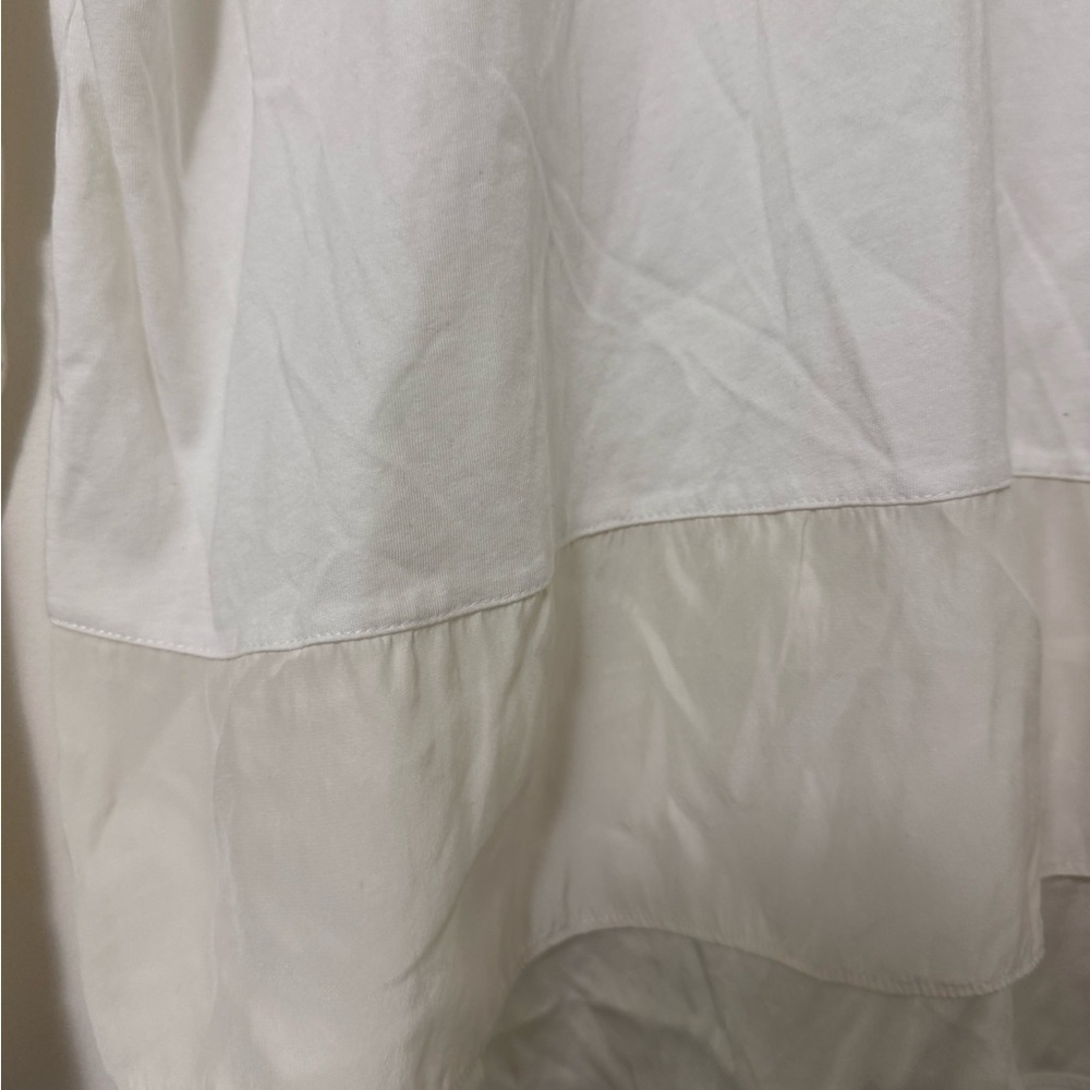 Sundance Women's Satin Silk Patchwork Long Sleeve Cotton Blend Top White XL - Picture 2 of 11